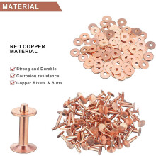 200 Sets Copper Rivets and Burrs Washers Leather Copper Rivet Fastener for Wallets Collars Leather DIY Supplies