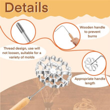 5 Pcs Bunuelos Mold Set with Handle Cookie Cutters Aluminum Alloy Waffle Mold Set with 4 Interchangeable Heads