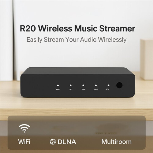 R20 Wireless Audio Streamer Arylic S10+ Audio Receiver PC Audio Jack Adapter AUX Wireless Multiroom EU Plug 1