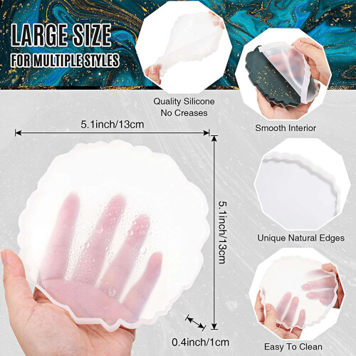 20 Pcs Silicone Agate Coaster Resin Casting Making Mold,Coaster Epoxy Molds  DIY, Home Decoration 2