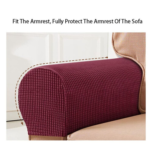 2PCS Soft Stretch Plush Armrest Covers, Stretch Armrest Covers for Chairs/Sofas, Couch Arm Covers,Khaki 2