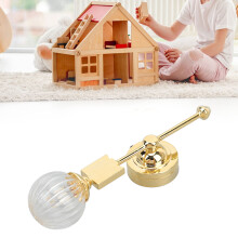 1:12 Dollhouse Wall Lamp Vintage Gold Glass Shade, 7.5cm