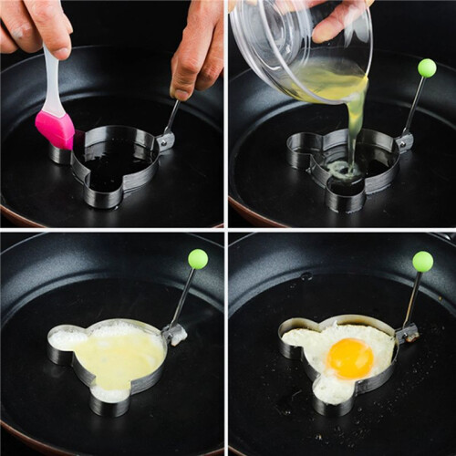 Fried Egg Molds, Pancake Mold Maker with Handle for Kids, Mold Non Stick for Griddle Pan 10Pcs 2