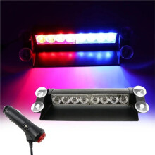 8LED Car Warning Light 12V Emergency Signal Lamp Light Auto Truck Flashing Windshield Flash LightInstrument Red-
