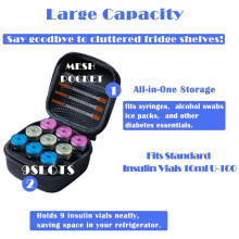 Estuche para Guardar Viales de Insulina en el Refrigerador. Organizador Compacto de 9 Ranuras para Viales U-100 de 10 Ml.