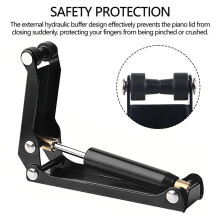 Ultra-Thin Piano Lid Slow Fall Device, External Hydraulic Buffer, Anti-Pinch Hand Protection Built-in Accessory Black