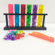 Test Tube Counting and Color Sorting Kit Sensory Bin Filler Accessories Color Matching with Gems Crystals Sorting Bowls