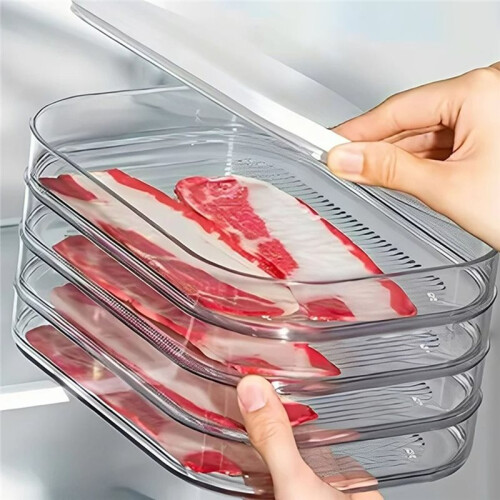 Container for Fridge Bacon Lunch Meat Container for Refrigerator Meal Prep Containers Stackable Food Fourth Floor 2pc 2