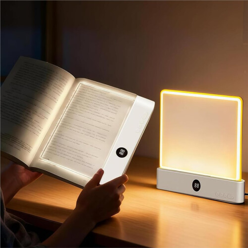 2PCS Flat Book Light Rechargeable Clear LED  Reading Light with Timer Dimmable Full Page Panel Plate Lamp 1