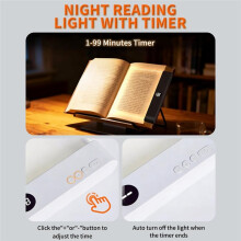 2PCS Flat Book Light Rechargeable Clear LED Reading Light with Timer Dimmable Full Page Panel Plate Lamp