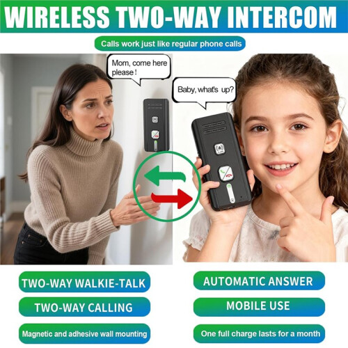 2PCS Wireless Intercoms for Home, Wireless Intercom System, 2 Way Voice Intercom for Elderly, Seniors, and Kids 2