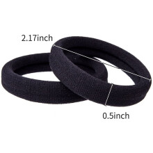 (40 Dicke Schwarze Haar Schlaufen) - Elastisches Haar Band, Keine Falten, Elastisches Großes Baumwoll Gummi, Keine Spur Pferde Schwanz Halter