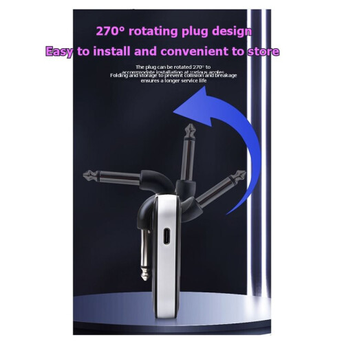 2.4G Wireless Guitar System Rechargeable 270 3.2mm Rotatable Plug Guitar Transmitter Receiver Set Real- 1