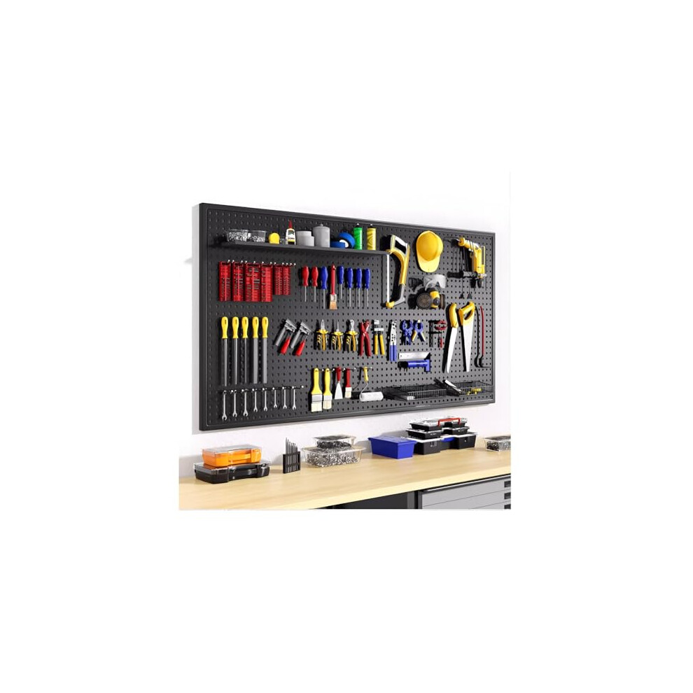 Pegboard Tool Organizer Heavyduty Metal Wall Mounted Rack 50X120cm With Hooks For Garage Workshop 9092120036152