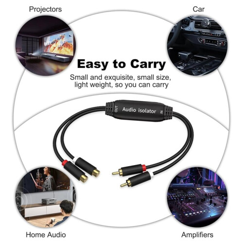 2 CH for RCA Ground Loop Noise Isolator - Stereo Hum Suppressor,Anti-Interference Filter for Car/Home Audio Systems