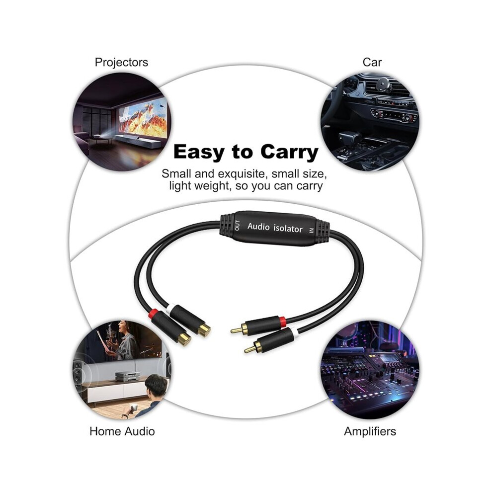 2 Ch For Rca Ground Loop Noise Isolator - Stereo Hum Suppressor,Anti-Interference Filter For Car/Home Audio Systems Black 6033601649167