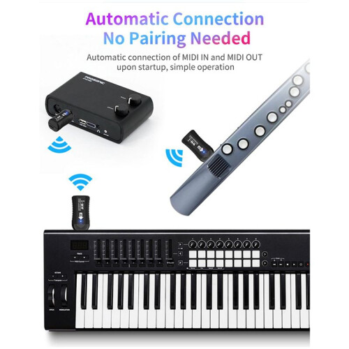 2X Rechargeable Midi Wireless Guitar System Audio Receiver Transmitter Wireless Midi Adapter for Digital Piano Keyboard 1