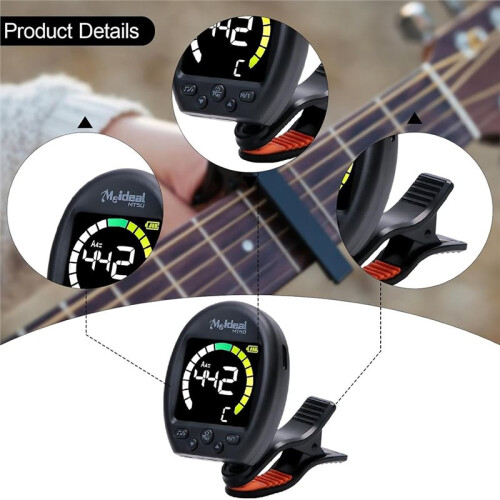 Meideal Generic Guitar Tuner Tuning Device Display Panel Instrument Accessory Compact Rotatable for Guitar Bass Ukulele Violin