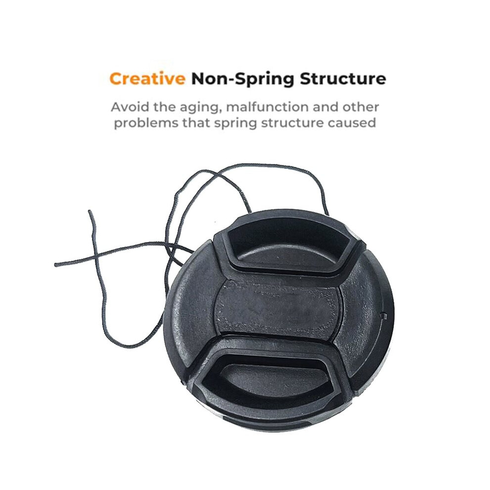 67Mm Center Pinch Snap- Front Lens Cap With Strap Hood Cover Protector Dslr Camera Lenses Dust Scratch Protection 6032638125804