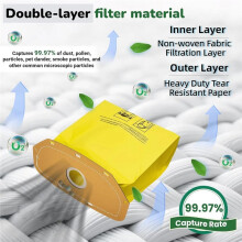 10Pcs AH10232 Sealed Collar Vacuum Bags for Commercial Residential MPWR 40V Cordless Back Vacuum CH93619, CH93600