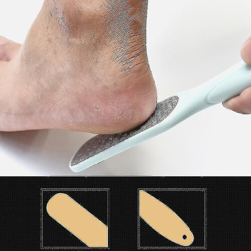 (White) Double-sided Less Steel Foot File Remove Dead Skin Portable Ergonomics __ 1