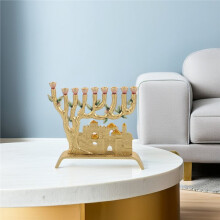 9 Branch Hanukkah Light Luxury Holder Religious Decor for Jewish Holiday Table Candelabra Home