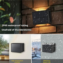 Outdoor Solar Lamp Upper and Lower Angles Warm for Garden Fence Wall