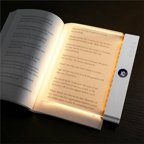 Flat Book Light Rechargeable Clear LED  Reading Light with Timer Dimmable Eye Protection for Bedside Travel Study A 2