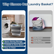 Collapsible Laundry Basket - with Comfort Handles Laundry Storage Basket Organizer Space Saving Dirty Clothe Hamper