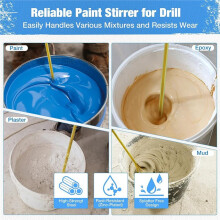 2-Pack Paint Mixer for Drill, 4-Blade 2.76" Helix Mixing Paddle Rust-Proof Paint Stirrer, Fits All Standard Drills