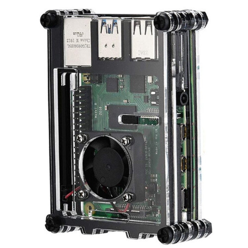 9 Layers Box Shell with Cooling Fan,Stackable Transparent Enclosure for Raspberry Pi 4 B,Protective Cover with Heatsinks