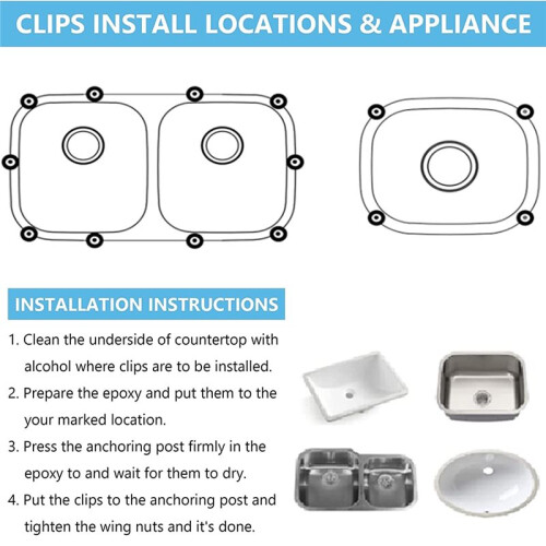 24 Pcs Undermount Sink Clips Kit, Heavy Duty Installation Support for Sinks 2