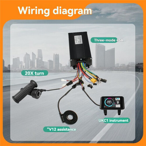 E-Bicycle Three Mode Controller Set 45A 36V 48V 52V Sine Wave Controller UKC1 Display Color Screen E-Bicycle Accessories 2