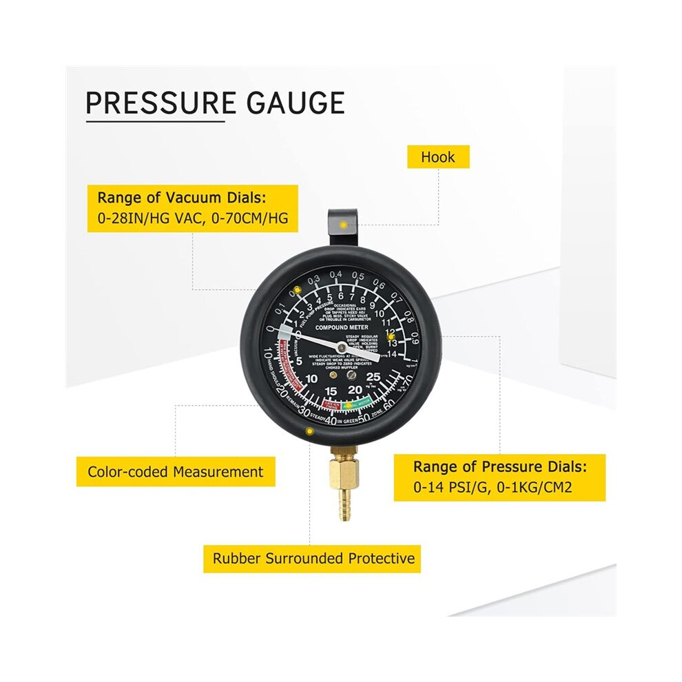 Professional Vacuum And Fuel Pump Tester Kit Comprehensive Gauge Leak And Pressure Diagnostics Tool 6033286485968
