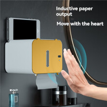 Induktiver Toilettenpapierhalter mit Ablage, Automatischer, Wasserdichter Papierhalter Zur Wandmontage, Toilettenpapierspender, Badezimmerzubehör C