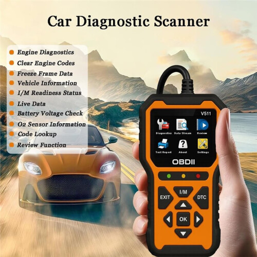 1 Pc 12v OBD2 V511 Automotive Engine Fault Code Detector, Automotive Diagnostic Tool, Fault Code Clearing Voltage Tester 1