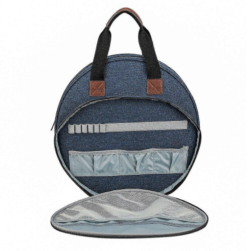 Embroidery Storage Case Crochet Hooks Knitting Handbag Navy Blue 1