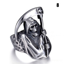 (8) Gothic Skull Sickle Ring for Men