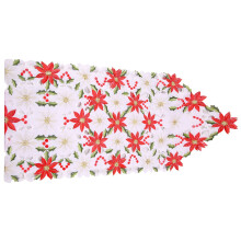 Camino de Mesa Bordado de Navidad, Toalla de Mesa Larga de Lujo de Poinsettia de Acebo para Decoraciones de Navidad, 15 X 70 Pulgadas