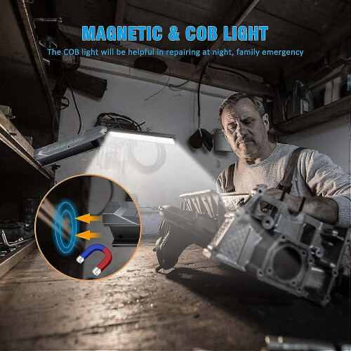 2 Pieces Rechargeable Led Work Light, 5 Modes Work Light Mechanic Light Foldable Torch Light with Magnetic Base Inspection Light for Camping, Automoti 2