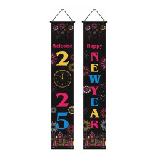 Banners Colgantes de Año Nuevo 2025 Decoraciones de Año Nuevo Coplas de Año Nuevo B