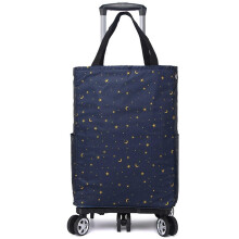 Foldable Aluminum Stair Climbing Shopping Trolley with 5 Wheels and Insulated Cooling Bag, 20kg Capacity