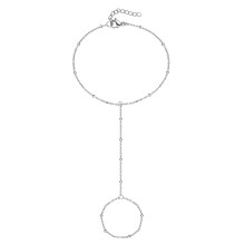 Silver Hand Chain Bracelet Ring Bracelet Hand Chain Adjustable Finger Ring Bracelet for Women