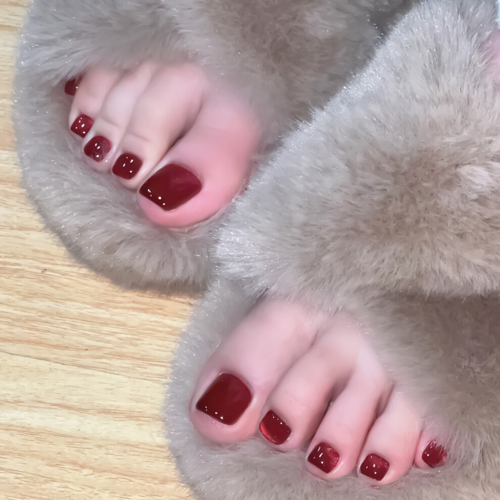 Zhouq-Outdoors Stage Fake Nails - Red Cat Eyes, Chip & Smudge Proof