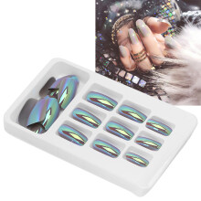 24pcs Bright Color Fake Nails, Full Cover Nail Art Tips