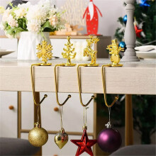(Golden 4-piece set) Christmas Tree Stocking Holder for Mantle & Fireplace