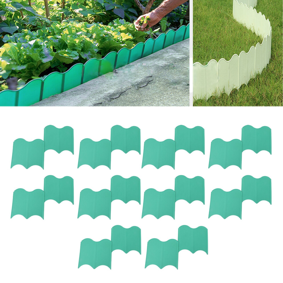 20Pcs Interlocking Garden Edging Kit, Weatherproof Pp Border Lawn Green 8461388960607