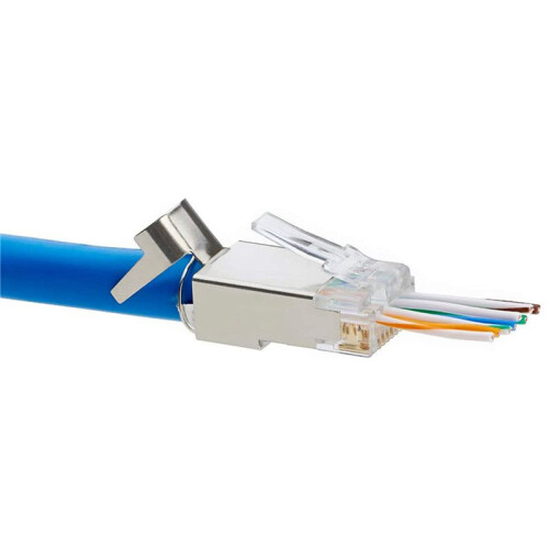 100 Pcs Cat6/6A RJ45 Pass Through Modular Plugs, Shielded (STP) External Ground Connector,EZ Crimp 1