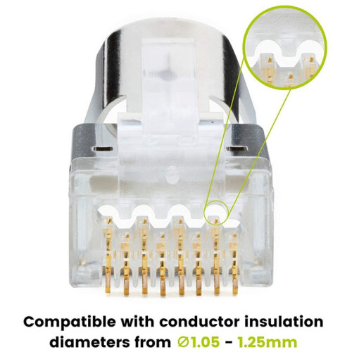 100 Pcs Cat6/6A RJ45 Pass Through Modular Plugs, Shielded (STP) External Ground Connector,EZ Crimp 2