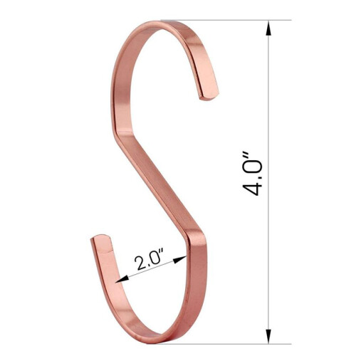 Pacote de 40 4 Polegadas Rose Gold Chrome Finish Steel Hanging Flat Hooks - S Shaped Hook Heavy-Duty S Hooks, para Utensílios Cozinha, Potes, 2